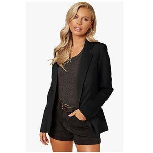 UNIQUE 21 Women's One Button Boyfriend Blazer for Work Casual